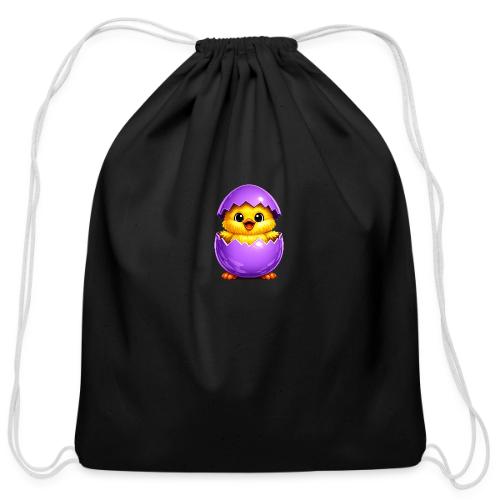 Easter Chick Purple - Cotton Drawstring Bag