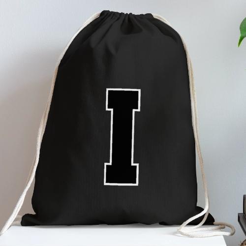 Varsity Letter I Collegiate Monogram - Cotton Drawstring Bag