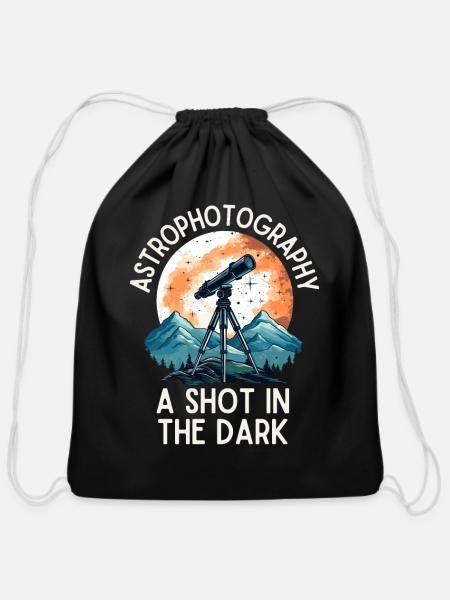Astrophotography Astronomy - Cotton Drawstring Bag - black