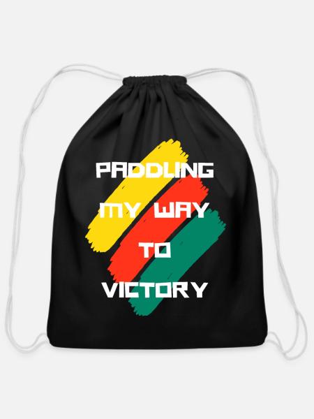 Paddling my way to victory - Cotton Drawstring Bag - black