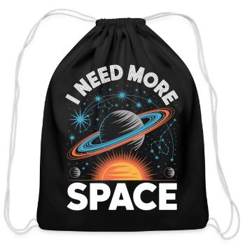 I Need More Space Planet Tee - Cotton Drawstring Bag - black - Front
