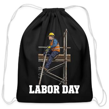 Rugged Scaffold Worker - Cotton Drawstring Bag - black - Front