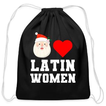 Santa Claus Love Latin Women | Latinas Xmas - Cotton Drawstring Bag - black - Front