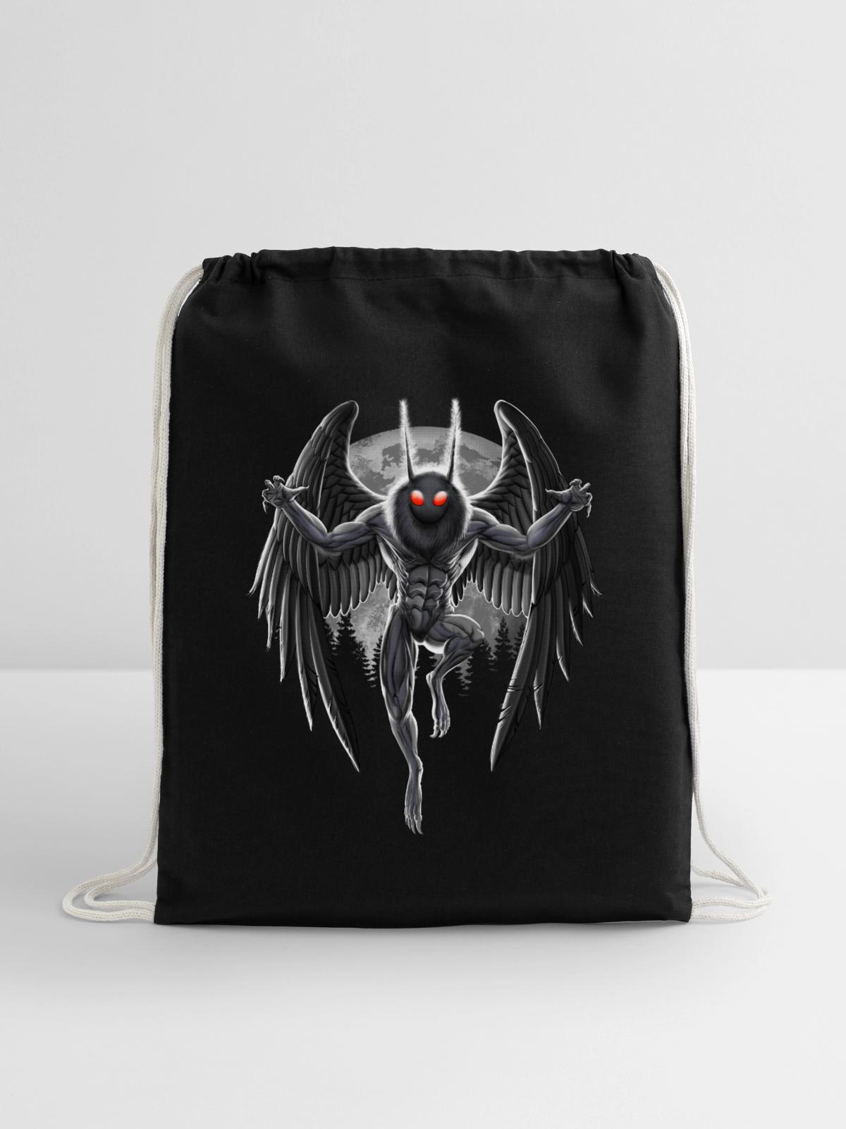 Mothman - Cotton Drawstring Bag - black - Front