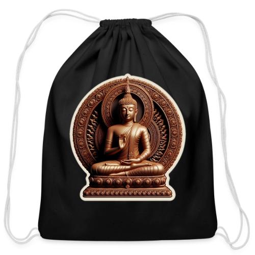 Buddha Statue in meditation and Hand Mudra - Cotton Drawstring Bag