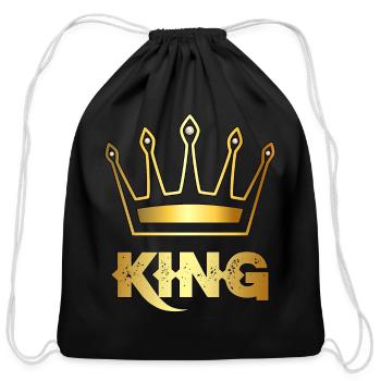 King Crown ,Matching couples Clothing,King & Queen - Cotton Drawstring Bag - black - Front