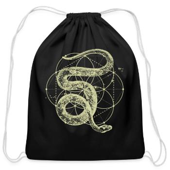 Sacred Geometry Seed Of Life Snake - Cotton Drawstring Bag - black - Front