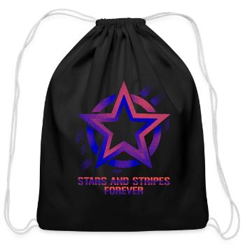 STAR AND STRIPES FOREVER RED AND BLUE - Cotton Drawstring Bag - black - Front