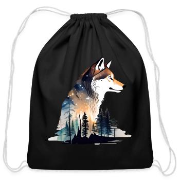 Wolf Pine Trees - Cotton Drawstring Bag - black - Front