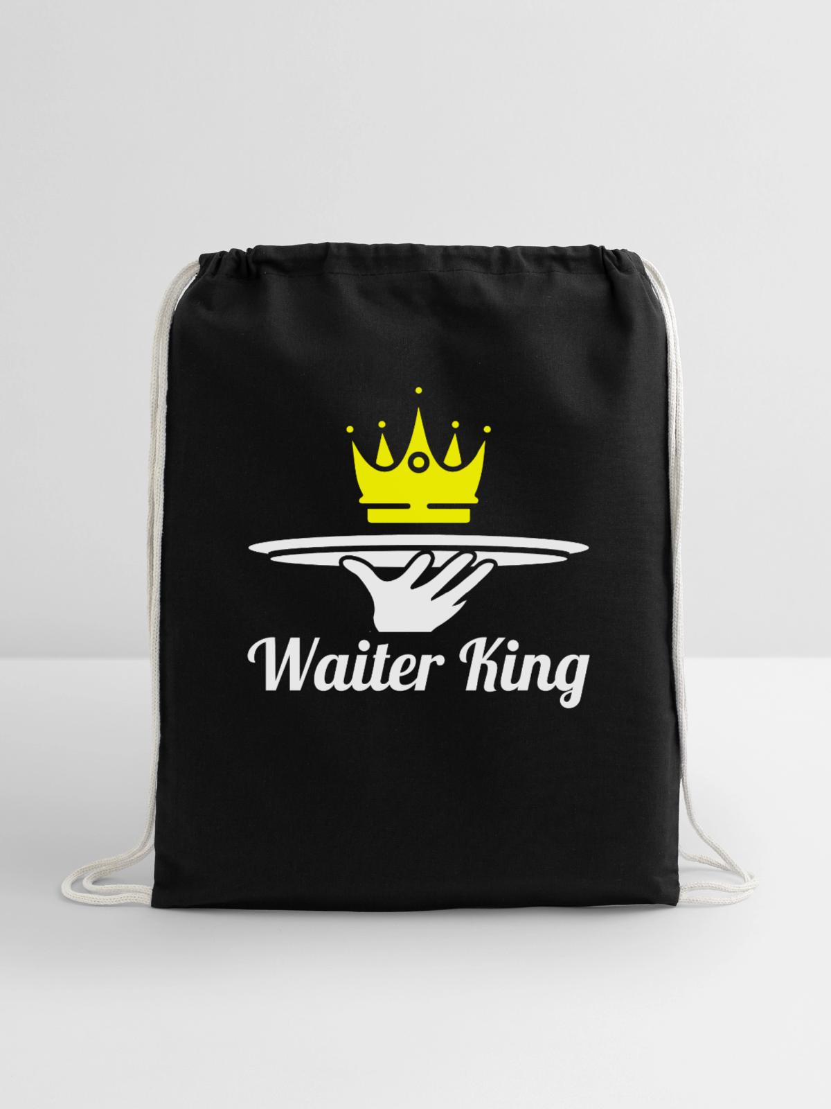 Waiter Waitress King - Cotton Drawstring Bag - black - Front