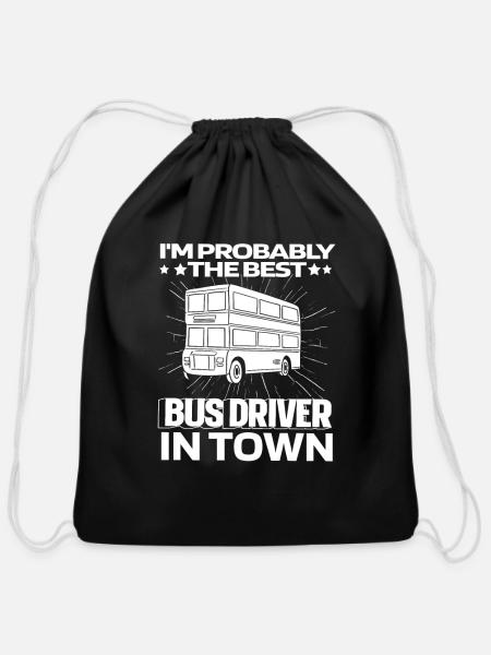 Bus Driver - Cotton Drawstring Bag - black