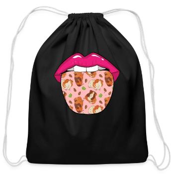 Guinea Pig Cavy Tongue - Cotton Drawstring Bag - black - Front
