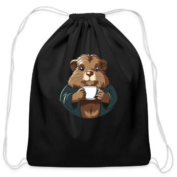 Guinea Pig Cavy Coffee - Cotton Drawstring Bag - black - Front