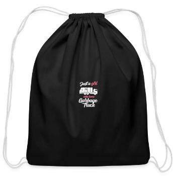 Garbage Truck Girl Garbage Man Garbage Vehicles - Cotton Drawstring Bag - black - Front