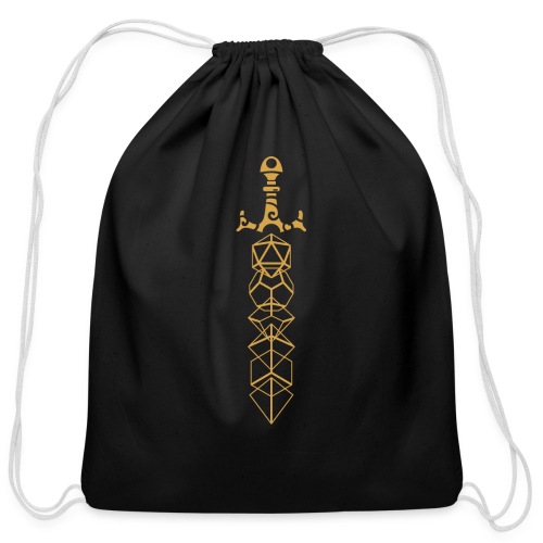 Gold Polyhedral Dice Sword - Cotton Drawstring Bag