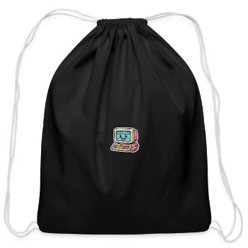 Retro Computer Mascot "Hello World" - Cute Tech Il - Cotton Drawstring Bag - black - Front