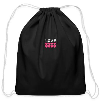 LOVE - Cotton Drawstring Bag - black - Front