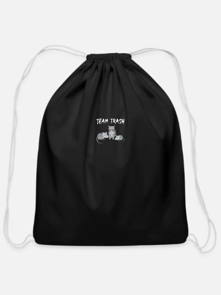 Team Trash Opossum Raccoon - Cotton Drawstring Bag - black