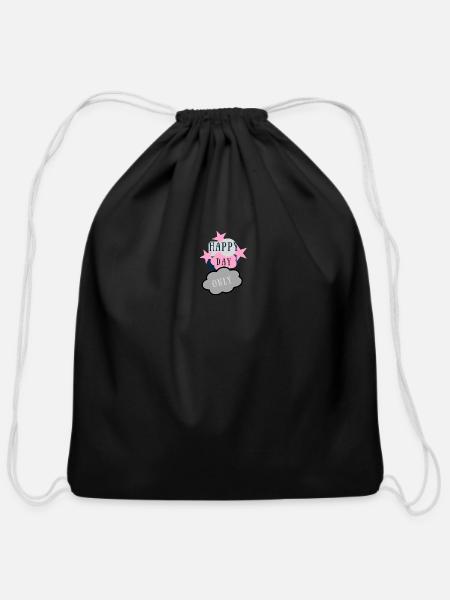 Happy day only - Cotton Drawstring Bag - black
