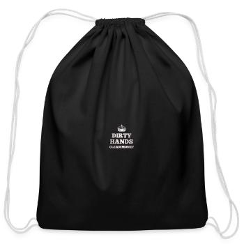 Funny Blue Collar Shirt – Dirty Hands Clean Money  - Cotton Drawstring Bag - black - Front