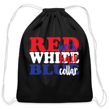 Redneck White Hair Blue Collar - Cotton Drawstring Bag - black - Front