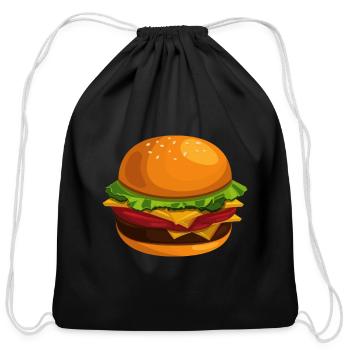 Burger - Cotton Drawstring Bag - black - Front