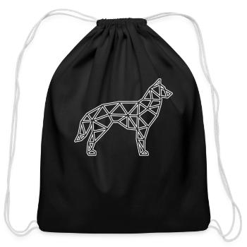 dog low poly - Cotton Drawstring Bag - black - Front