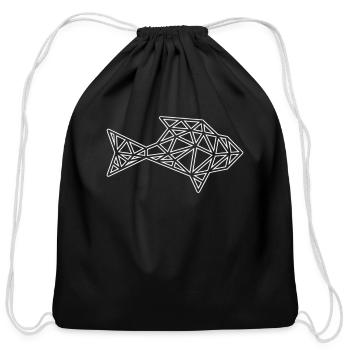 fish low poly - Cotton Drawstring Bag - black - Front