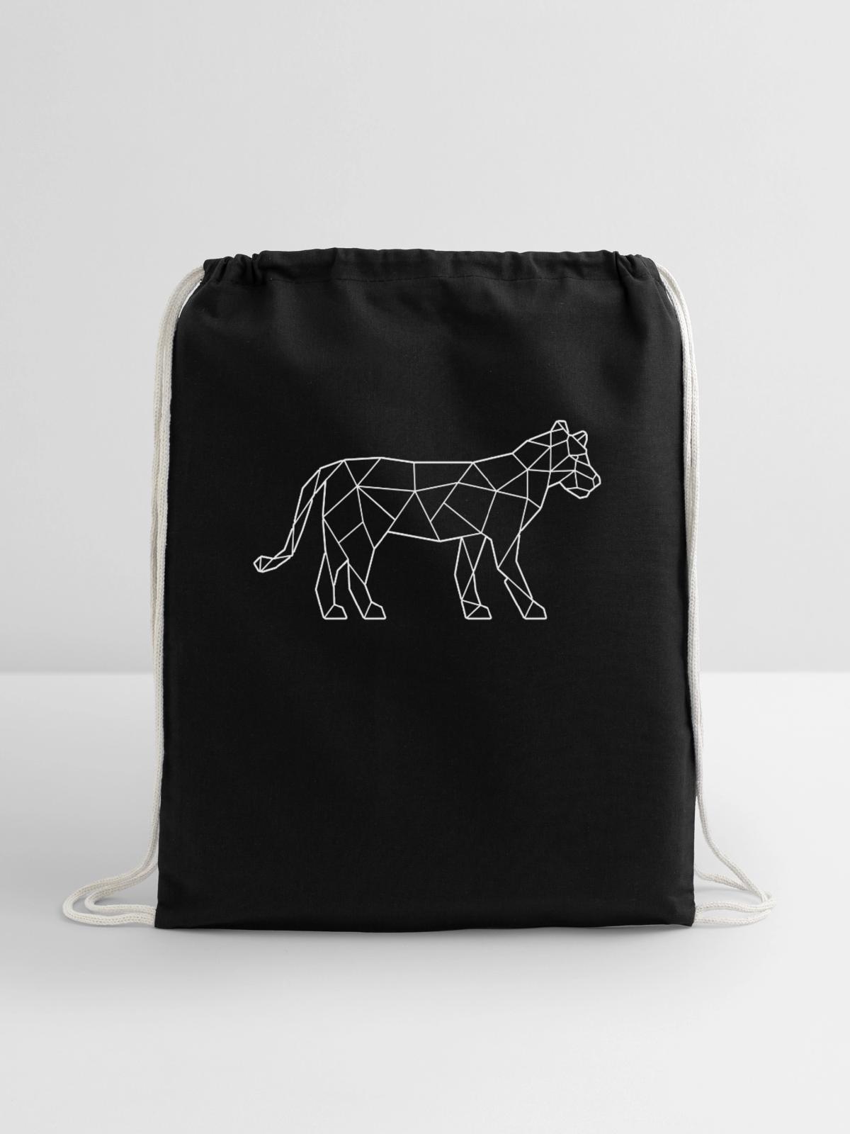 tiger polygon - Cotton Drawstring Bag - black - Front