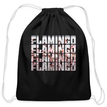 flamingo - Cotton Drawstring Bag - black - Front