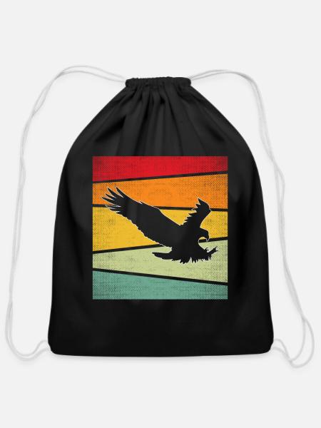 eagle retro - Cotton Drawstring Bag - black