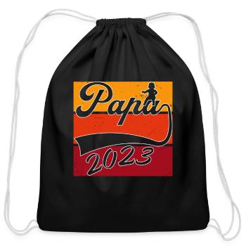 papa 2023 - Cotton Drawstring Bag - black - Front