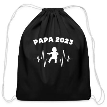 papa 2023 - Cotton Drawstring Bag - black - Front
