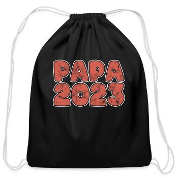 papa 2023 - Cotton Drawstring Bag - black - Front