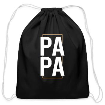 papa - Cotton Drawstring Bag - black - Front