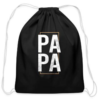 papa - Cotton Drawstring Bag - black - Front