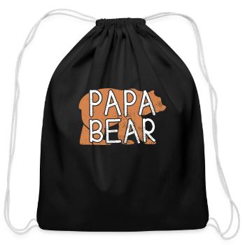 papa bear - Cotton Drawstring Bag - black - Front