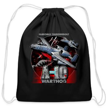 A10 Warthog Fairchild Thunderbolt USAF Fighter Air - Cotton Drawstring Bag - black - Front
