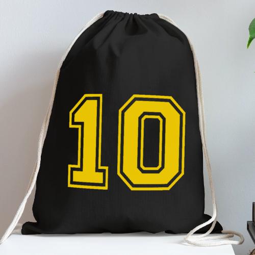 Number 10 in a classic athletic collegiate font - Cotton Drawstring Bag