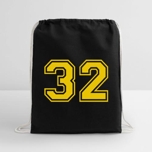 Number 32 in a classic athletic collegiate font - Cotton Drawstring Bag