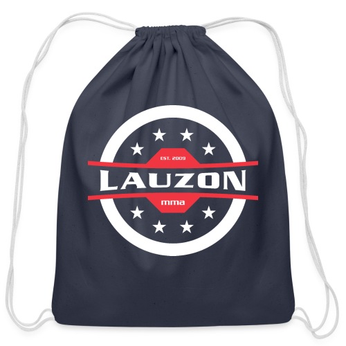 White on Black Lauzon MMA Logo w No Words - Cotton Drawstring Bag