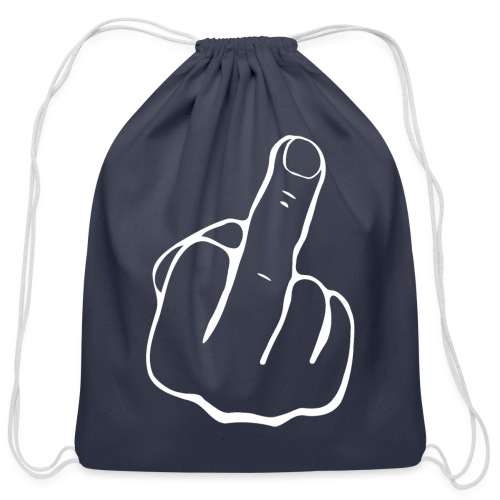 Middle Finger | White - Cotton Drawstring Bag