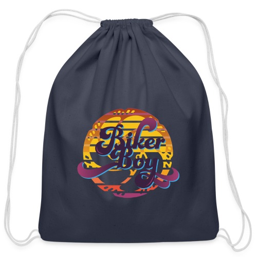 biker boy blue - Cotton Drawstring Bag