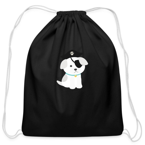 Dog with a pirate eye patch doing Vision Therapy! - Cotton Drawstring Bag