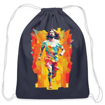 Team Jesus Low Poly Christian Hero - Cotton Drawstring Bag - navy - Front