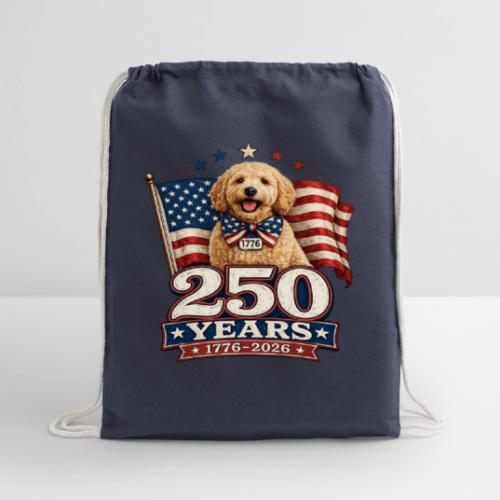 America 250 Dog Mom Goldendoodle - Cotton Drawstring Bag