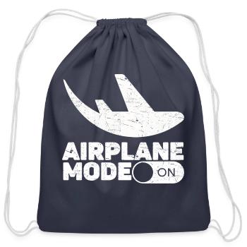 Vintage Airplane Mode On - Cotton Drawstring Bag - navy - Front