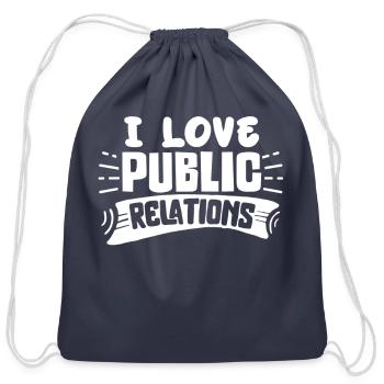 I Love Public Relations PR Profession Manager Job - Cotton Drawstring Bag - navy - Front