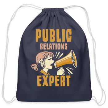 Public Relations Expert Manager PR Profession Job - Cotton Drawstring Bag - navy - Front