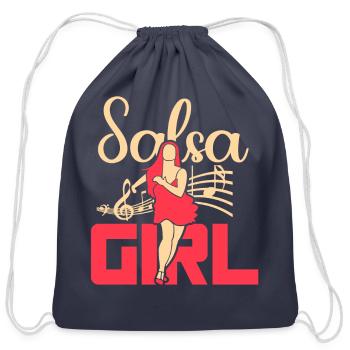Salsa Girl Dancer Dancing Latin Dance - Cotton Drawstring Bag - navy - Front